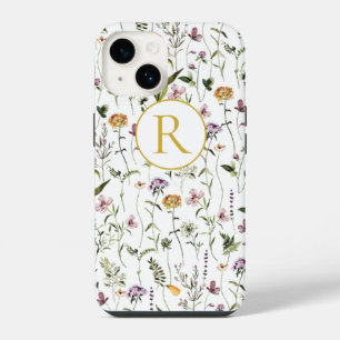 ワイルドフラワーガーデンパターンカスタムモノグラム iPhone 14ケース