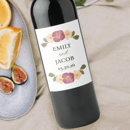 ワイルドフラワーガーデンパーティーパーソナライズされたボホ結婚ズ ワインラベル