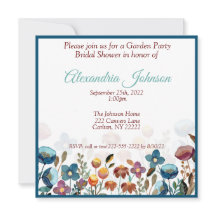 ワイルドフラワーガーデンパーティーブライダルシャワー招待状