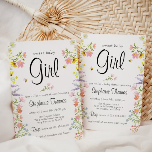 ワイルドフラワーガーデンパーティーベビーシャワー 招待状