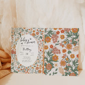 ワイルドフラワーガーデンパーティー男女兼用ベビーシャワー 招待状