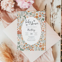 ワイルドフラワーガーデンパーティー男女兼用ベビーシャワー 招待状