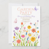 ワイルドフラワーガーデンパーティー誕生日招待状 招待状 (正面)