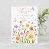 ワイルドフラワーガーデンパーティー誕生日招待状 招待状 (スタンド正面)
