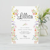 ワイルドフラワーガーデンパーティー誕生日水彩 招待状 (スタンド正面)