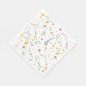 ワイルドフラワーガーデンピンクフローラ水彩春 スタンダードランチョンナプキン (角)