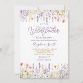 ワイルドフラワーガーデンフローラが赤ちゃんシャワーの途中にある 招待状 (正面)