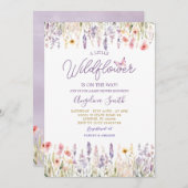 ワイルドフラワーガーデンフローラが赤ちゃんシャワーの途中にある 招待状 (正面/裏面)
