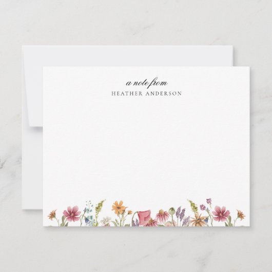 ワイルドフラワーガーデンフローラパーソナライズされた文具 ノートカード (正面)