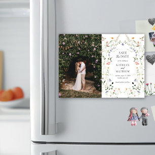 ワイルドフラワーガーデンフローラリース日付の保存 マグネット招待状