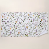 ワイルドフラワーガーデンフローラルパターン ビーチタオル (正面)