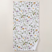 ワイルドフラワーガーデンフローラルパターン ビーチタオル (正面)