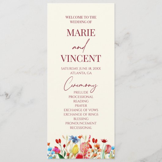 ワイルドフラワーガーデンフローラ野生結婚の花 プログラム (正面)