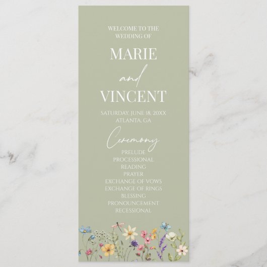 ワイルドフラワーガーデンフローラ野生結婚の花 プログラム (正面)