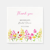 ワイルドフラワーガーデンブライダルシャワーありがとう スタンダードカクテルナプキン (正面)