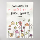 ワイルドフラワーガーデンブライダルシャワーウェルカムサイン ポスター (正面)