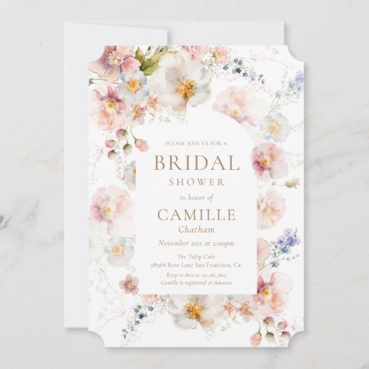 ワイルドフラワーガーデンブライダルシャワー招待 招待状 (正面)