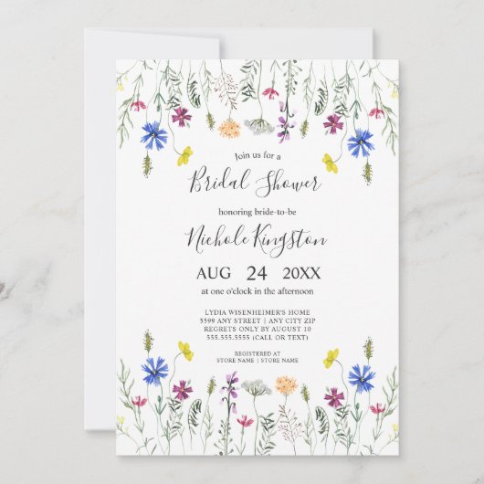 ワイルドフラワーガーデンブライダルシャワー 招待状 (正面)