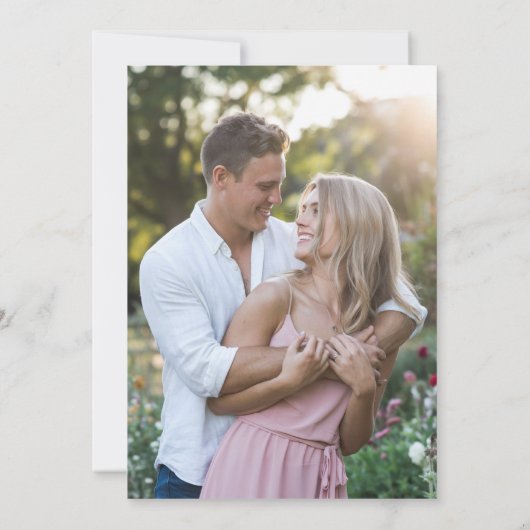 ワイルドフラワーガーデンブルーボウ結婚写真の救日付 招待状 (裏面)