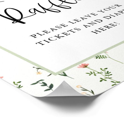 ワイルドフラワーガーデンベイビーシャワーおむつラッフルシンボルや象徴 ポスター (角)