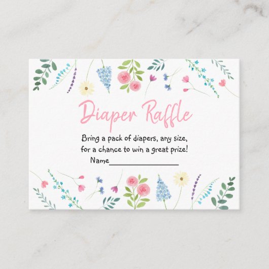 ワイルドフラワーガーデンベイビーシャワーオムツラッフル エンクロージャーカード (正面)