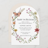 ワイルドフラワーガーデンベイビーシャワー開花 招待状 (正面/裏面)