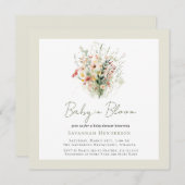 ワイルドフラワーガーデンベビーイン開花ベビーシャワー 招待状 (正面/裏面)