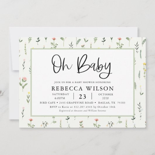 ワイルドフラワーガーデンベビーシャワー招待状 招待状 (正面)
