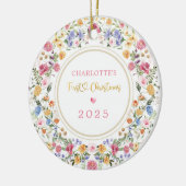 ワイルドフラワーガーデンベビー第1クリスマス セラミックオーナメント (左)