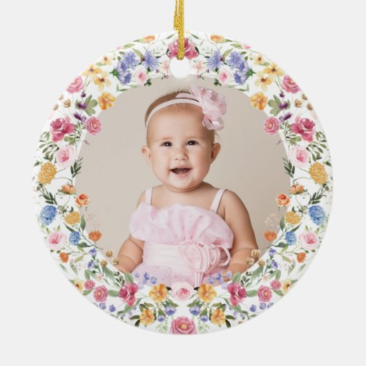 ワイルドフラワーガーデンベビー第1クリスマス セラミックオーナメント (裏面)