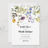 ワイルドフラワーガーデンモダングリーンリーブライダルシャワー 招待状 (正面)