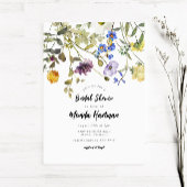 ワイルドフラワーガーデンモダングリーンリーブライダルシャワー 招待状