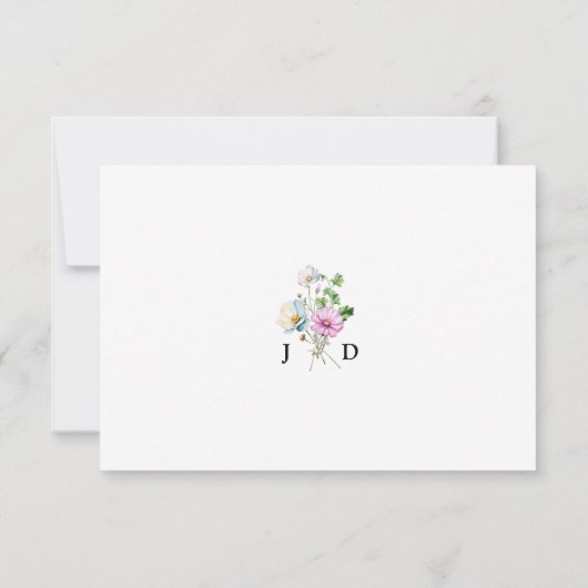 ワイルドフラワーガーデンモノグラムの結婚フローラ 出欠カード (裏面)