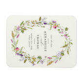 ワイルドフラワーガーデンリースウェディング日付を保存 マグネット (横)