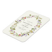 ワイルドフラワーガーデンリースウェディング日付を保存 マグネット (左側)