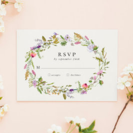ワイルドフラワーガーデンリースグリーン結婚リーズ 出欠カード