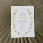 ワイルドフラワーガーデンヴィンテージ水彩赤ちゃんシャワー 招待状