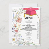 ワイルドフラワーガーデン卒業パーティーメニューカード 招待状 (正面)