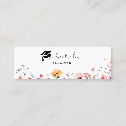 ワイルドフラワーガーデン卒業名カード スキニー名刺 (正面)