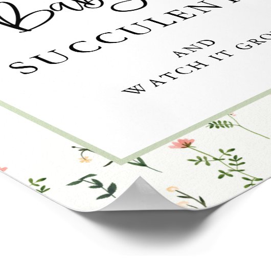 ワイルドフラワーガーデン多肉的な好意サイン ポスター (角)