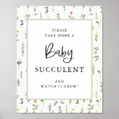 ワイルドフラワーガーデン多肉的な好意サイン ポスター (正面)