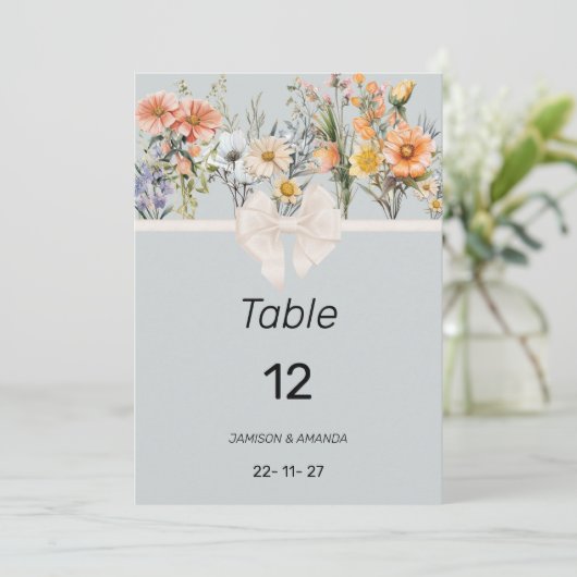 ワイルドフラワーガーデン植物性フローラテーブル番号 招待状 (スタンド正面)