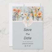 ワイルドフラワーガーデン植物性フローラ日付を保存 招待状 (正面)
