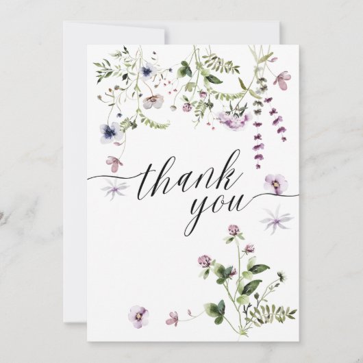 ワイルドフラワーガーデン結婚フォトのサンキューカード 招待状 (正面)