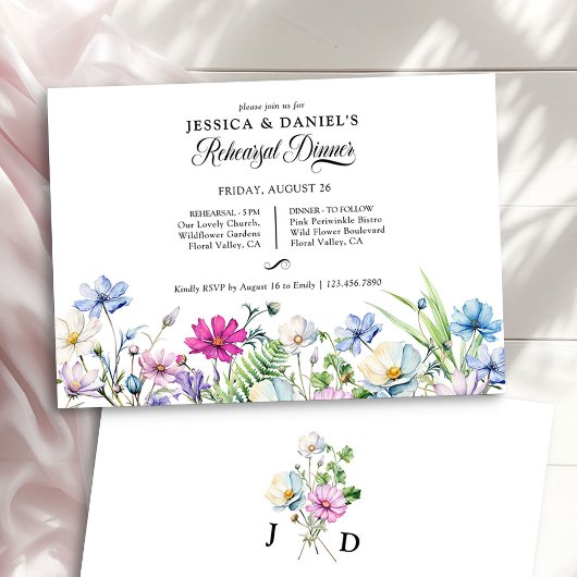 ワイルドフラワーガーデン結婚フローラのリハーサルディナー 招待状