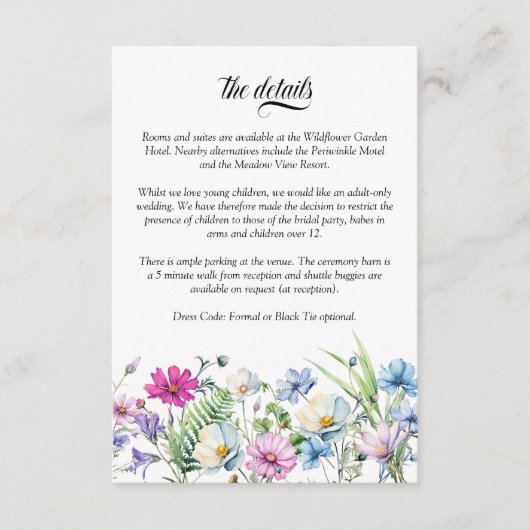 ワイルドフラワーガーデン結婚フローラ詳細QRコード エンクロージャーカード (正面)