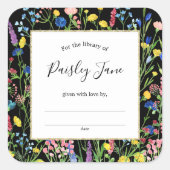 ワイルドフラワーガーデン蔵書票シール スクエアシール (正面)