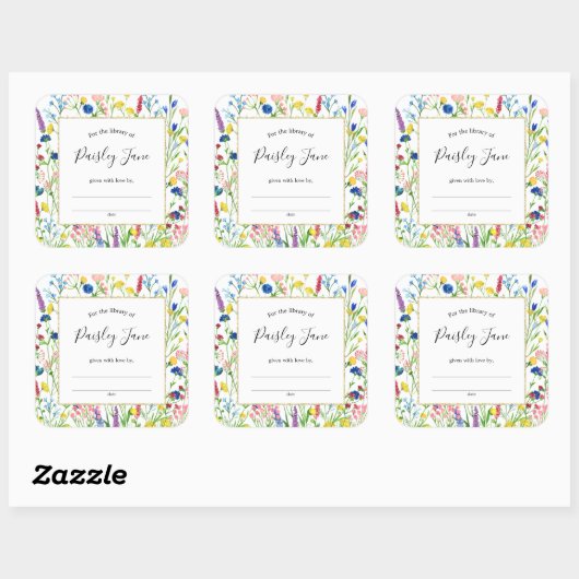 ワイルドフラワーガーデン蔵書票シール スクエアシール (シート)