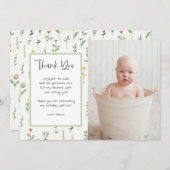 ワイルドフラワーガーデン誕生日写真ありがとう 招待状 (正面/裏面)