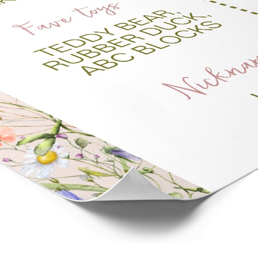 ワイルドフラワーガーデン1年目のマイルストーンのサイン ポスター (角)